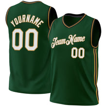 Загрузить изображение в средство просмотра галереи, Custom Hunter Green Black-Old Gold Authentic Throwback Basketball Jersey