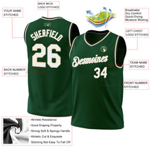 Загрузить изображение в средство просмотра галереи, Custom Hunter Green White Cream-Black Authentic Throwback Basketball Jersey