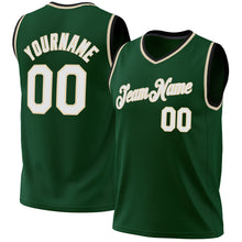 Загрузить изображение в средство просмотра галереи, Custom Hunter Green White Cream-Black Authentic Throwback Basketball Jersey