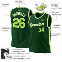 Загрузить изображение в средство просмотра галереи, Custom Hunter Green Neon Green-White Authentic Throwback Basketball Jersey