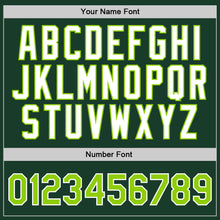 Загрузить изображение в средство просмотра галереи, Custom Hunter Green Neon Green-White Authentic Throwback Basketball Jersey