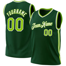 Загрузить изображение в средство просмотра галереи, Custom Hunter Green Neon Green-White Authentic Throwback Basketball Jersey