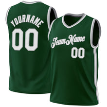 Загрузить изображение в средство просмотра галереи, Custom Hunter Green White-Gray Authentic Throwback Basketball Jersey