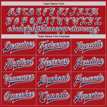 Load image into Gallery viewer, Custom Red Navy-White Bomber Full-Snap Varsity Letterman Jacket