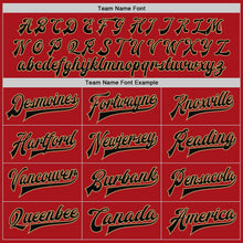 Charger l'image dans la galerie, Custom Red Black-Old Gold Bomber Full-Snap Varsity Letterman Jacket