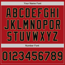 Charger l'image dans la galerie, Custom Red Black-Old Gold Bomber Full-Snap Varsity Letterman Jacket