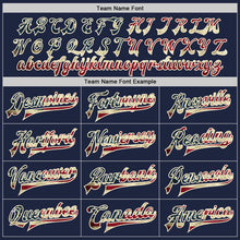 Загрузить изображение в средство просмотра галереи, Custom Navy Vintage USA Flag-Cream Bomber Full-Snap Varsity Letterman Jacket