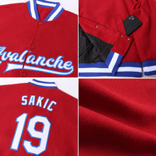 Загрузить изображение в средство просмотра галереи, Custom Crimson White-Royal Bomber Full-Snap Varsity Letterman Jacket