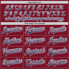 Load image into Gallery viewer, Custom Crimson Navy-White Bomber Full-Snap Varsity Letterman Jacket