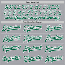 Load image into Gallery viewer, Custom Gray Kelly Green-White Bomber Full-Snap Varsity Letterman Jacket