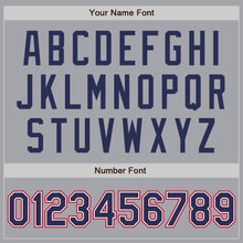 Load image into Gallery viewer, Custom Gray Navy White-Red Bomber Full-Snap Varsity Letterman Jacket