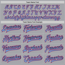 Charger l'image dans la galerie, Custom Gray Pink Black-Light Blue Bomber Full-Snap Varsity Letterman Jacket