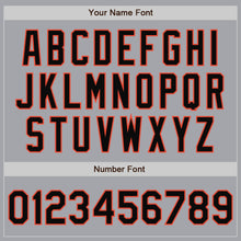 Load image into Gallery viewer, Custom Gray Black-Orange Bomber Full-Snap Varsity Letterman Jacket