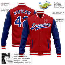 Load image into Gallery viewer, Custom Red Royal-White Bomber Full-Snap Varsity Letterman Two Tone Jacket