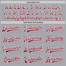 Charger l'image dans la galerie, Custom Gray Crimson-White Bomber Full-Snap Varsity Letterman Two Tone Jacket