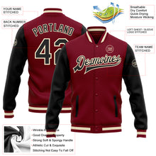 Load image into Gallery viewer, Custom Crimson Black-Cream Bomber Full-Snap Varsity Letterman Two Tone Jacket