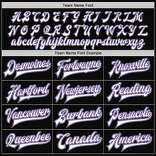 Charger l'image dans la galerie, Custom Black White Purple-Gray Bomber Full-Snap Varsity Letterman Jacket