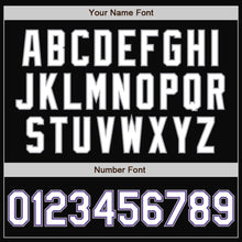 Charger l'image dans la galerie, Custom Black White Purple-Gray Bomber Full-Snap Varsity Letterman Jacket