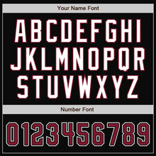 Загрузить изображение в средство просмотра галереи, Custom Black Crimson-White Bomber Full-Snap Varsity Letterman Jacket