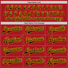 Charger l'image dans la galerie, Custom Red Black-Gold Bomber Full-Snap Varsity Letterman Jacket