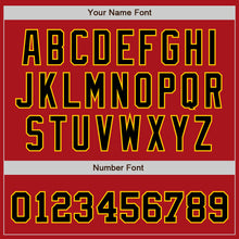 Charger l'image dans la galerie, Custom Red Black-Gold Bomber Full-Snap Varsity Letterman Jacket