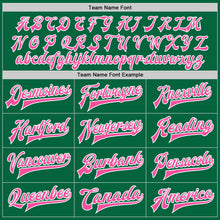 Load image into Gallery viewer, Custom Kelly Green Pink-White Bomber Full-Snap Varsity Letterman Jacket