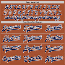 Load image into Gallery viewer, Custom Texas Orange Navy-White Bomber Full-Snap Varsity Letterman Jacket