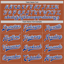 Load image into Gallery viewer, Custom Texas Orange Royal-White Bomber Full-Snap Varsity Letterman Jacket