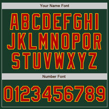 Загрузить изображение в средство просмотра галереи, Custom Green Red-Gold Bomber Full-Snap Varsity Letterman Jacket