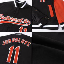 Load image into Gallery viewer, Custom Black Texas Orange-White Bomber Full-Snap Varsity Letterman Two Tone Jacket