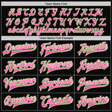 Load image into Gallery viewer, Custom Black Pink-Neon Green Bomber Full-Snap Varsity Letterman Jacket