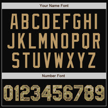 Load image into Gallery viewer, Custom Black Camo-Old Gold Bomber Full-Snap Varsity Letterman Jacket