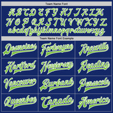 Laden Sie das Bild in den Galerie-Viewer, Custom Royal Neon Green-White Bomber Full-Snap Varsity Letterman Jacket