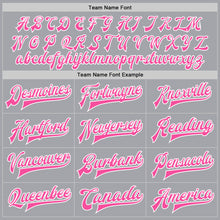 Charger l'image dans la galerie, Custom Gray Pink-White Bomber Full-Snap Varsity Letterman Jacket