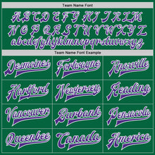 Load image into Gallery viewer, Custom Kelly Green Purple-White Bomber Full-Snap Varsity Letterman Jacket