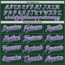 Load image into Gallery viewer, Custom Green Purple-White Bomber Full-Snap Varsity Letterman Jacket