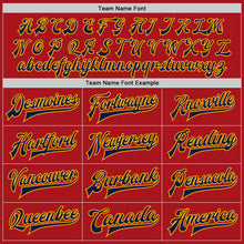 Загрузить изображение в средство просмотра галереи, Custom Red Navy-Gold Bomber Full-Snap Varsity Letterman Jacket