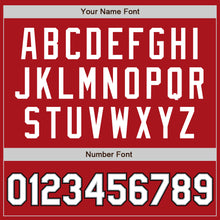 Charger l'image dans la galerie, Custom Red White Gray-Black Bomber Full-Snap Varsity Letterman Jacket