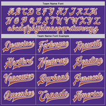 Charger l'image dans la galerie, Custom Purple Texas Orange-White Bomber Full-Snap Varsity Letterman Two Tone Jacket