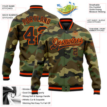 Charger l'image dans la galerie, Custom Camo Black-Orange Bomber Full-Snap Varsity Letterman Salute To Service Jacket