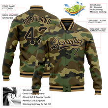 Загрузить изображение в средство просмотра галереи, Custom Camo Black-Old Gold Bomber Full-Snap Varsity Letterman Salute To Service Jacket