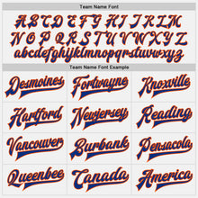 Laden Sie das Bild in den Galerie-Viewer, Custom White Royal Pinstripe Royal-Orange Bomber Full-Snap Varsity Letterman Jacket