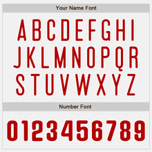 Laden Sie das Bild in den Galerie-Viewer, Custom White Red Pinstripe Red-White Bomber Full-Snap Varsity Letterman Jacket