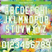 Загрузить изображение в средство просмотра галереи, Custom Graffiti Pattern White-Neon Green Scratch 3D Bomber Full-Snap Varsity Letterman Jacket