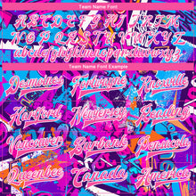Загрузить изображение в средство просмотра галереи, Custom Graffiti Pattern Pink-White Words 3D Bomber Full-Snap Varsity Letterman Jacket