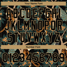 Laden Sie das Bild in den Galerie-Viewer, Custom Black Black-Old Gold Tiger And Peacock 3D Pattern Design Bomber Full-Snap Varsity Letterman Jacket