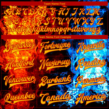 Load image into Gallery viewer, Custom Black Gold Red-Royal Flame 3D Pattern Design Bomber Full-Snap Varsity Letterman Jacket