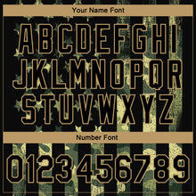 Load image into Gallery viewer, Custom Camo Black-Old Gold American Flag Fashion 3D Bomber Full-Snap Varsity Letterman Salute To Service Jacket