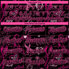 Load image into Gallery viewer, Custom Black Black Pink-Light Blue Pink Ribbon Breast Cancer Awareness 3D Pattern Design Bomber Full-Snap Varsity Letterman Jacket