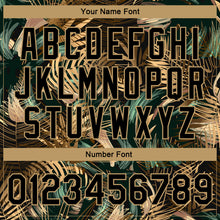 Load image into Gallery viewer, Custom Black Black-Old Gold Hawaii Palm Trees 3D Bomber Full-Snap Varsity Letterman Jacket